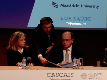 Campus Universitário e Faculdade de Medicina, Assinatura do Acordo, Manuel Delgado, Secretário de Estado da Saúde, Carlos Carreiras, Cascais, Televisão