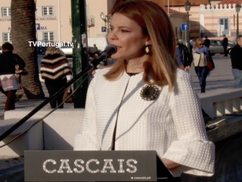 Inauguração da Obra "The Middle Way" (Caminho do Meio) Baía de Cascais, Salvato Telles de Menezes, Ioana Bivolaru, Carlos Carreiras, Cascais, Televisão